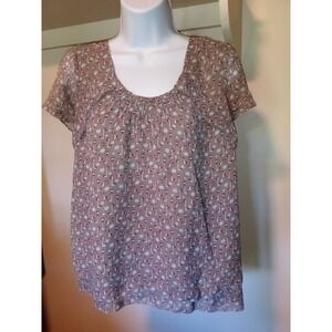 Charlotte Russe Small Brown‎ Short Sleeve Top With Giraffe Print All over Sz S